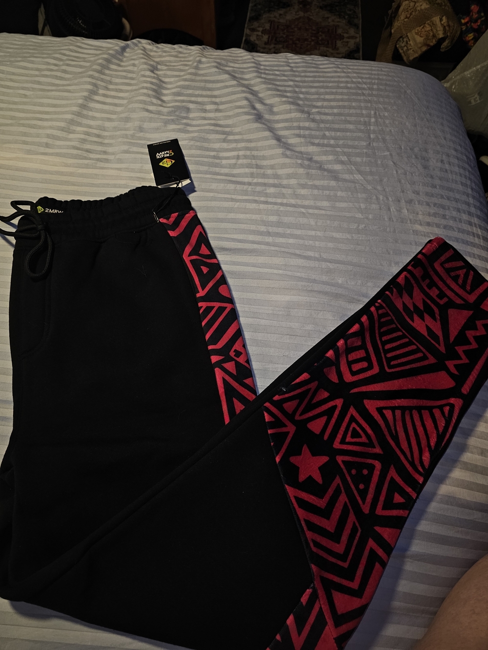 WOMANS Black Jogger Pants with Pink Geo Side Panels